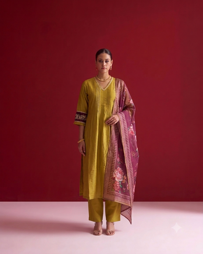 Crust Viscose Silk With Chanderi Dupatta