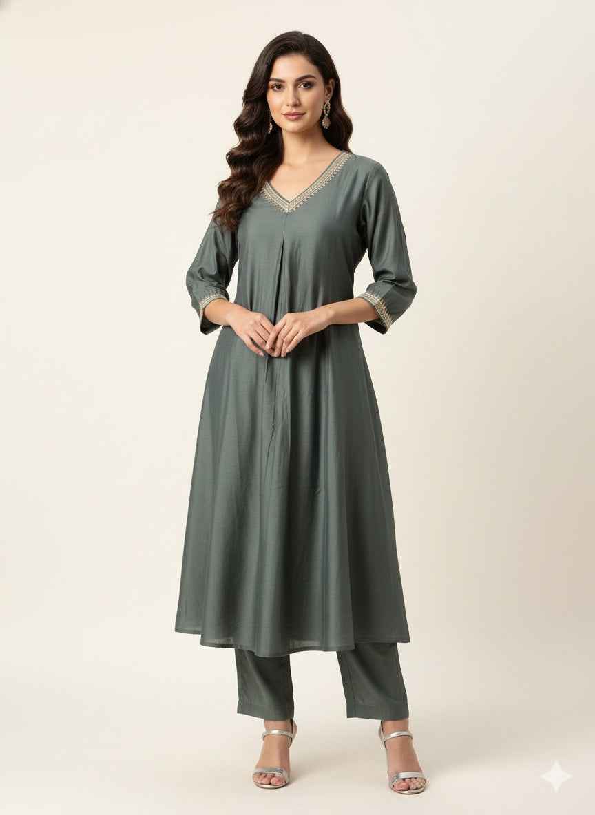 Soft silk with chanderi Dupatta set MLC030