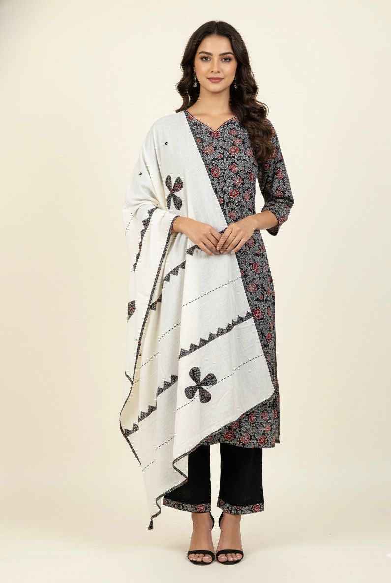 Pure cotton with Appliqué Dupatta set   CS0193