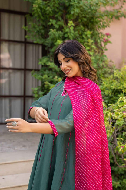 Mul chanderi Dupatta set with inner MLC19