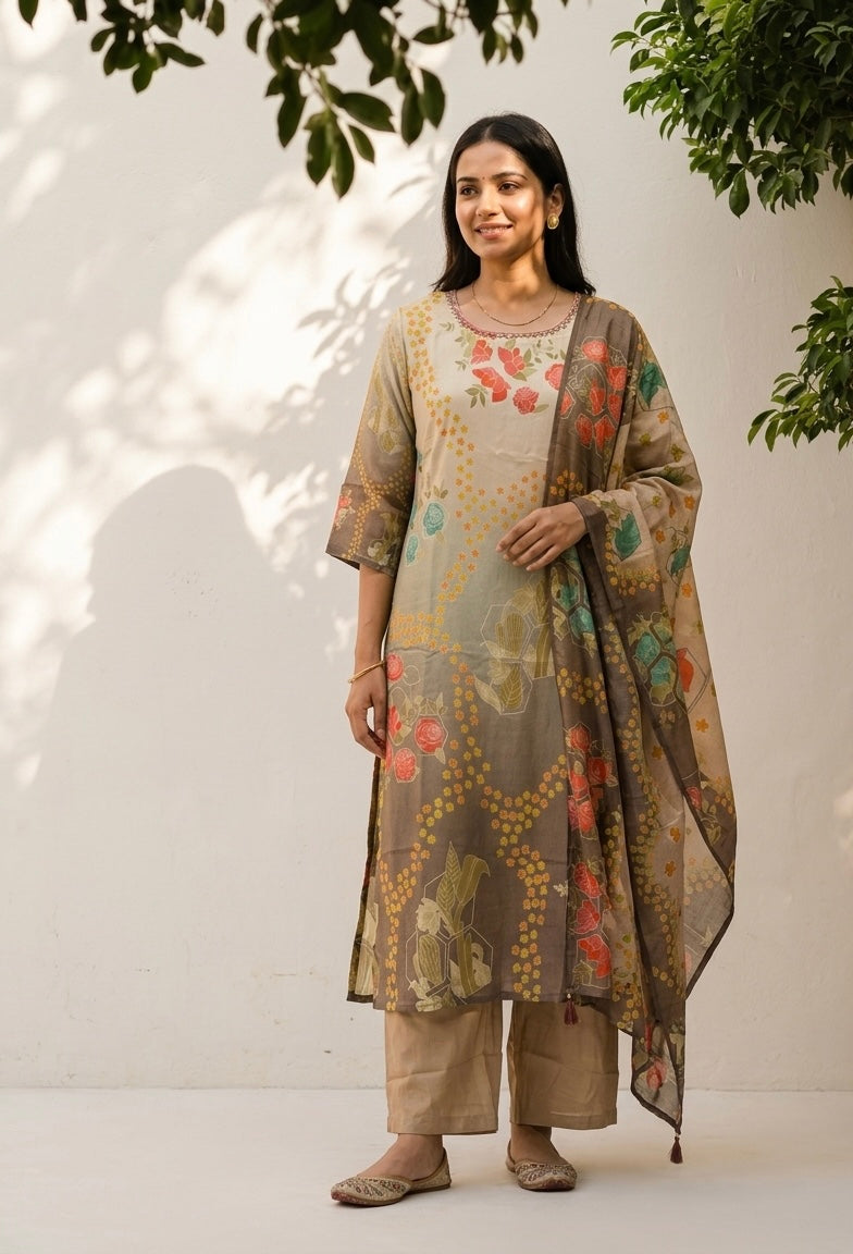Pure shimmer Dupatta Set