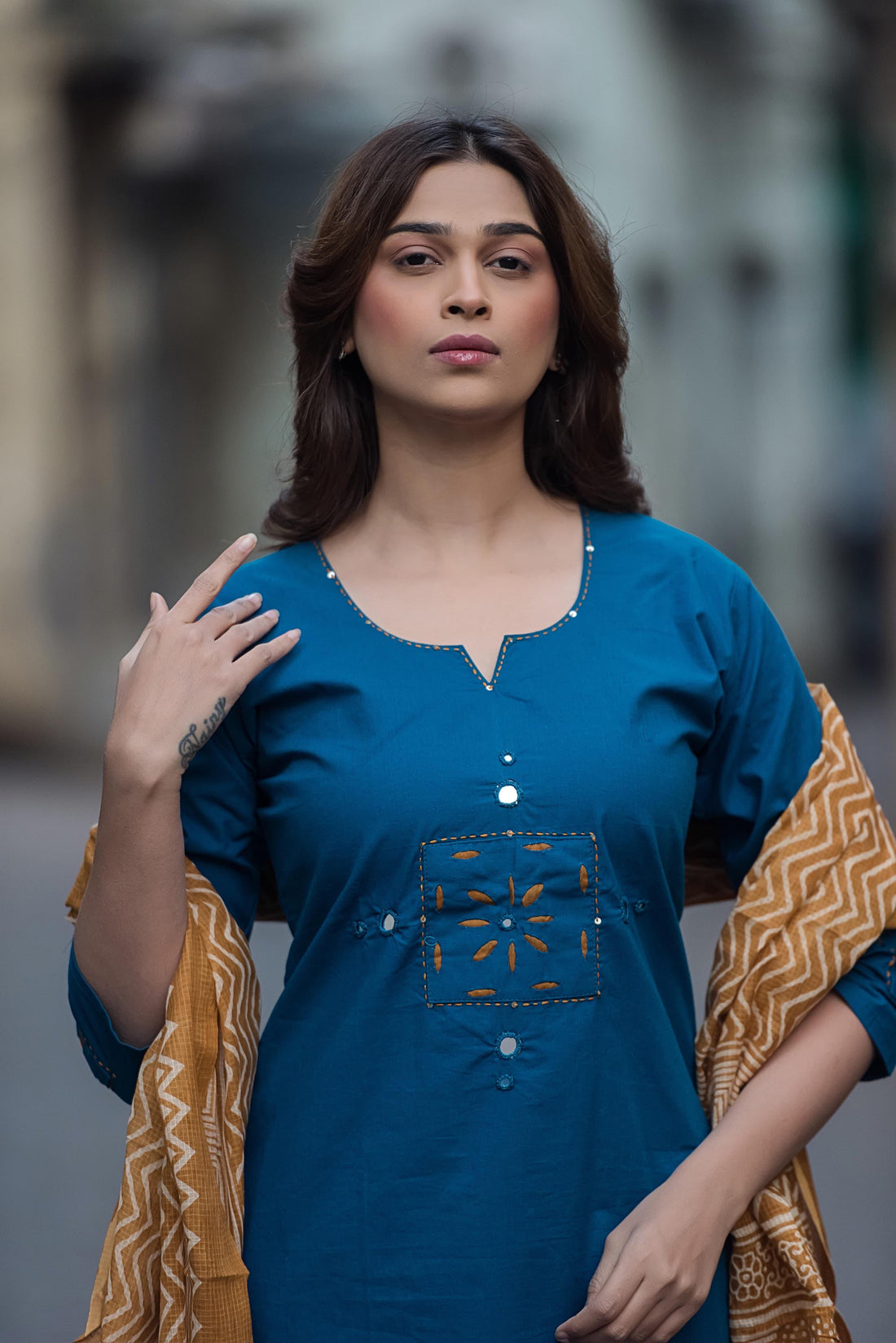 Appliqué Work Pure Cotton Dupatta Set CS083