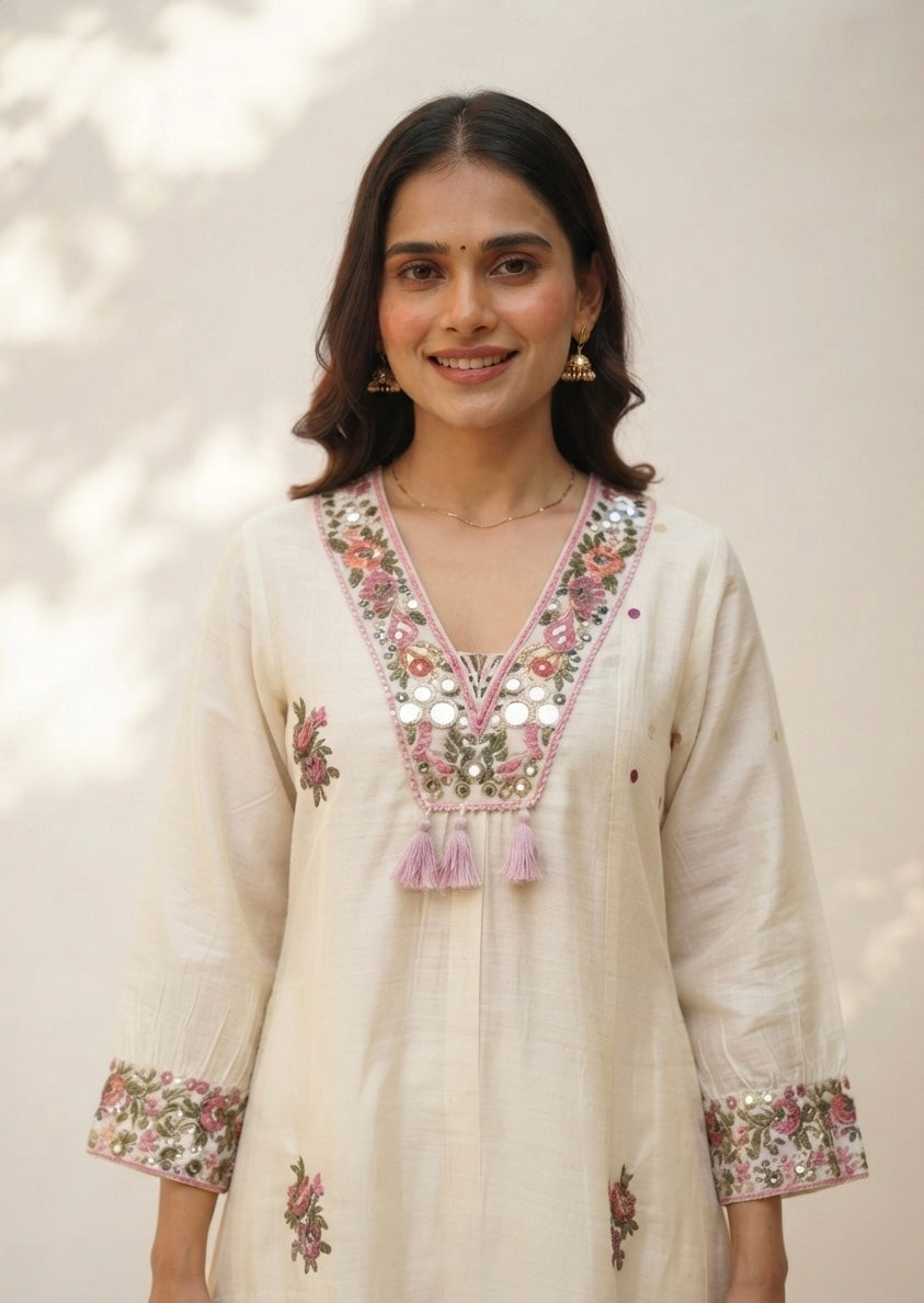 Embroidered Mul Chanderi Dupatta Set With Lining MLC21