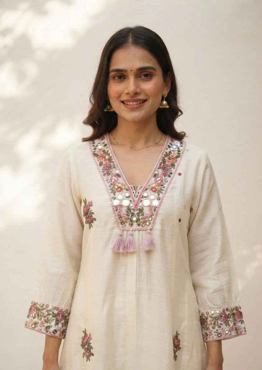 Embroidered Mul Chanderi Dupatta Set With Lining MLC21