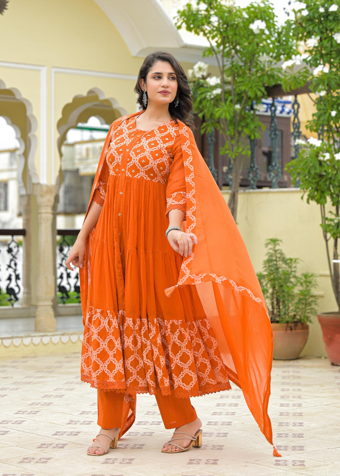 Pure Mul Cotton With Inner A Line Dupatta Set MC011