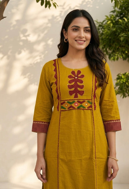 Premium Dabu Cotton Solid Base With Printed Dupatta Set COS329