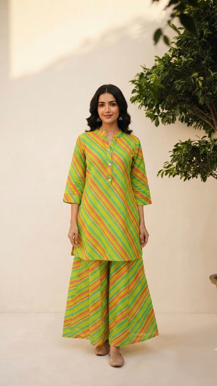 Pure Cotton Co-Ord Set With Lehariya Print COS174
