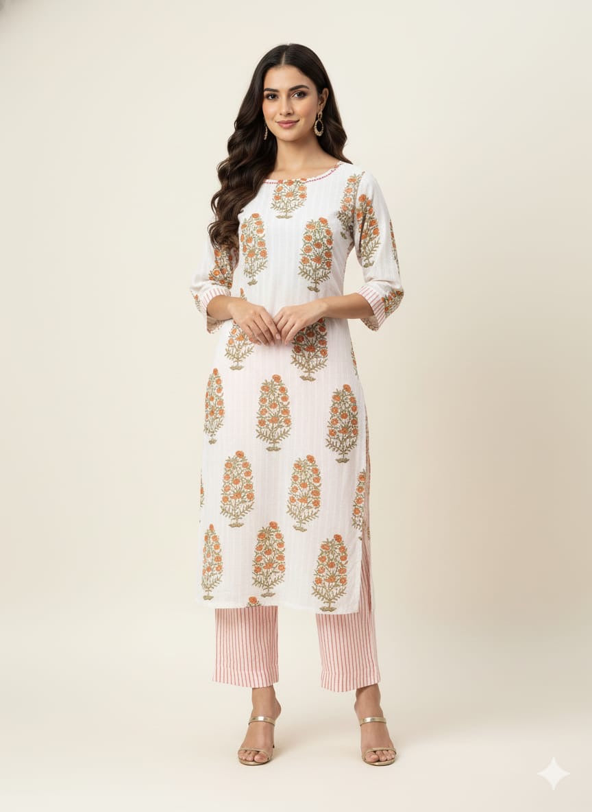 Festival Wear Dobby Cotton Three Piece  Dupatta Set LC0154