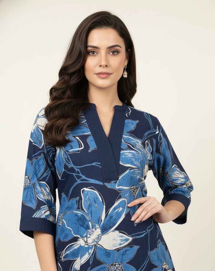 Pure cotton floral print two piece pant set PS075