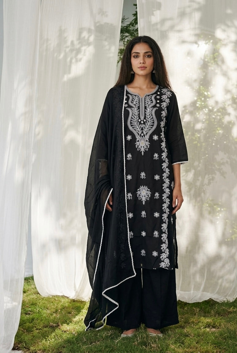 Pure  Mul Cotton  Dupatta Set With Lining