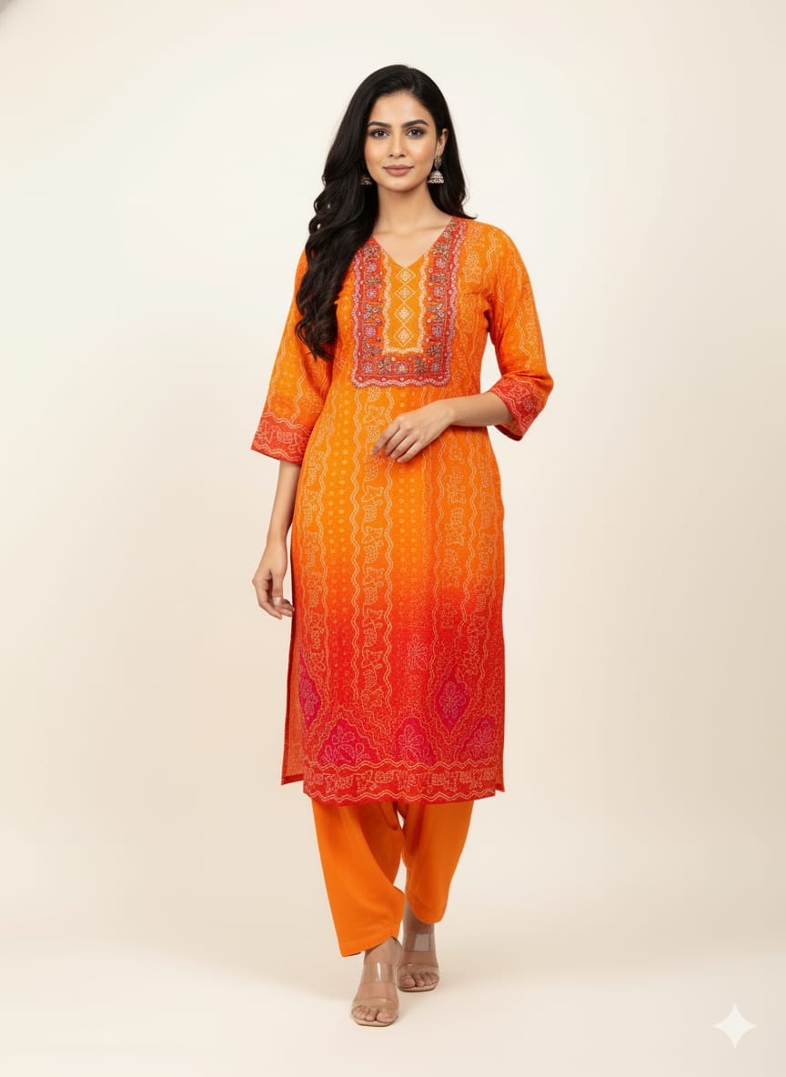 Festival Wear  Pure Muslin Three Piece Bandhej Print  Dupatta Set    LC0165