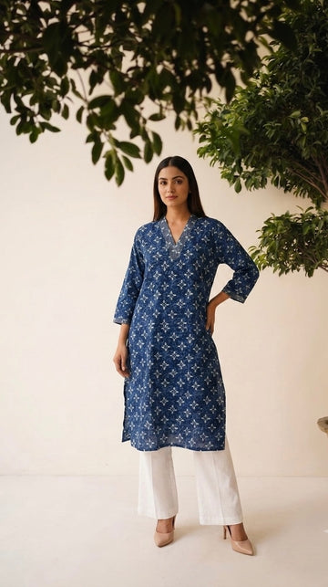 Pure Cotton Single Kurta In Plus Size