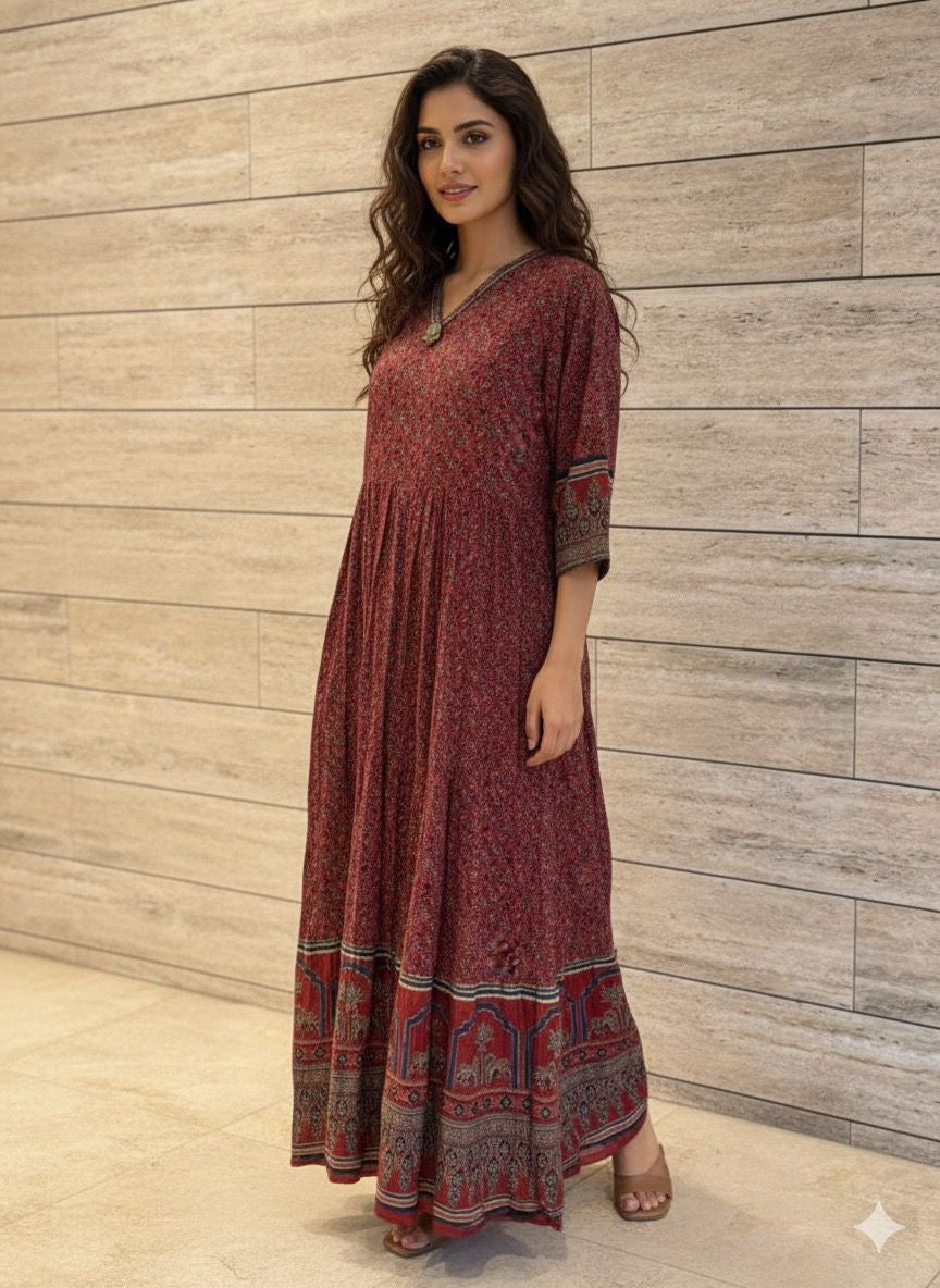 Pure Cotton Floral Print Long Gown GN002