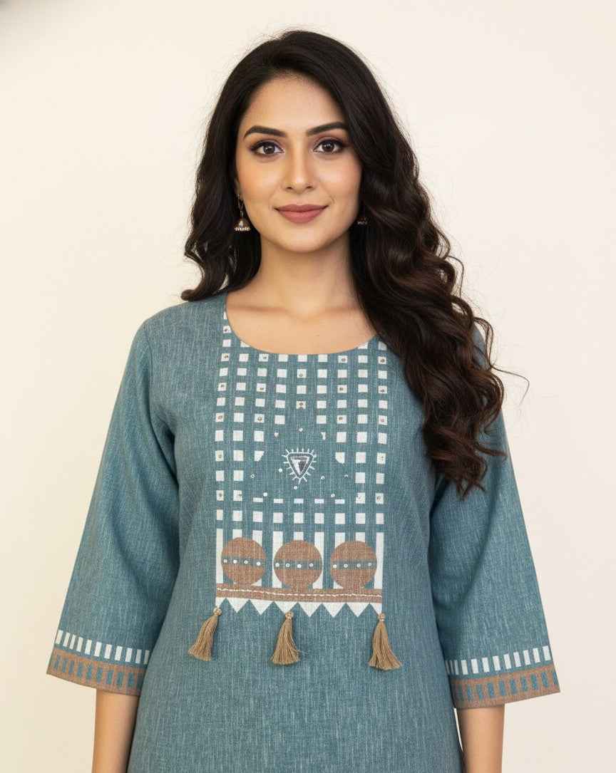 Pure Linen Three Piece Dupatta Set