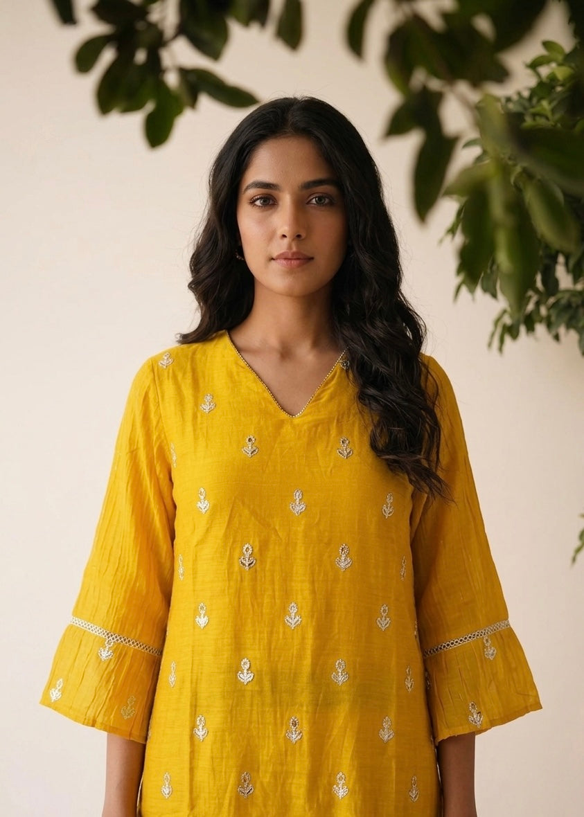 Pure Banaras Mul Chanderi A Line Two Piece Pant Set PS0183