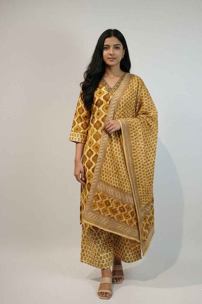 Pure Cotton Three Piece Dupatta Set  CS0200