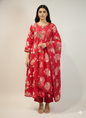 Pure Cotton A Line floral print Three Piece Dupatta Set  CS0201