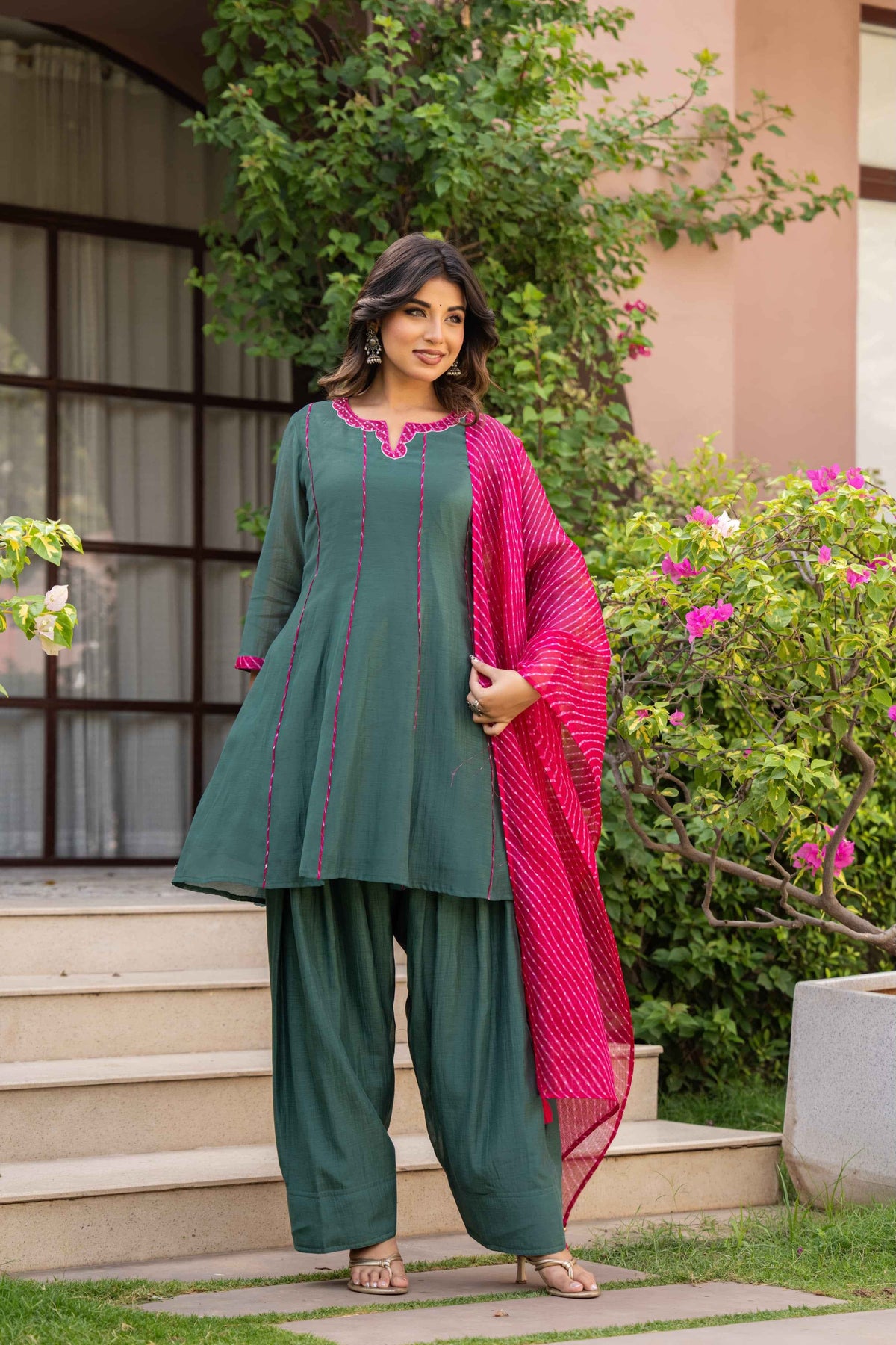 Mul chanderi Dupatta set with inner MLC19