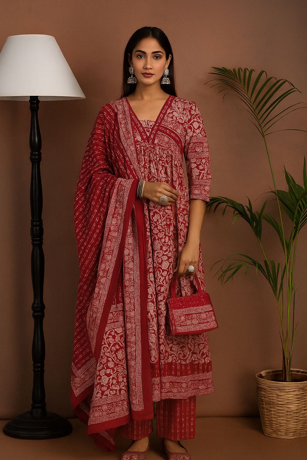 Jaal Print Pure Cotton Premium Range Anarkali Suit ANK003