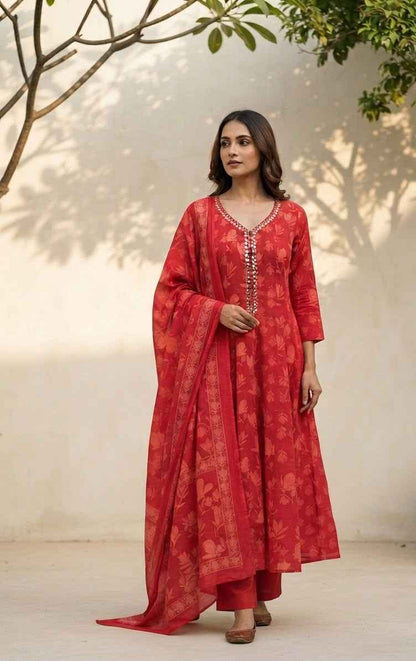 Pure Mul Cotton Printed Dupatta Set MC034