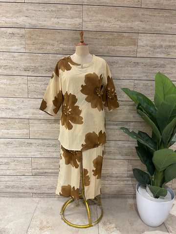 Pure cotton floral print Co Ord set plus size COS008