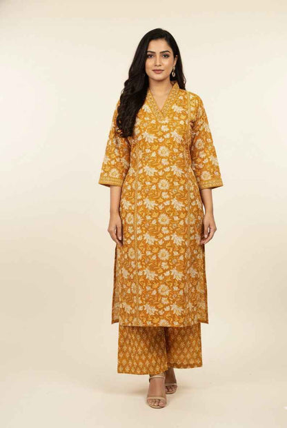 Pure Cotton  Floral Print Three Piece Dupatta Set  CS0203