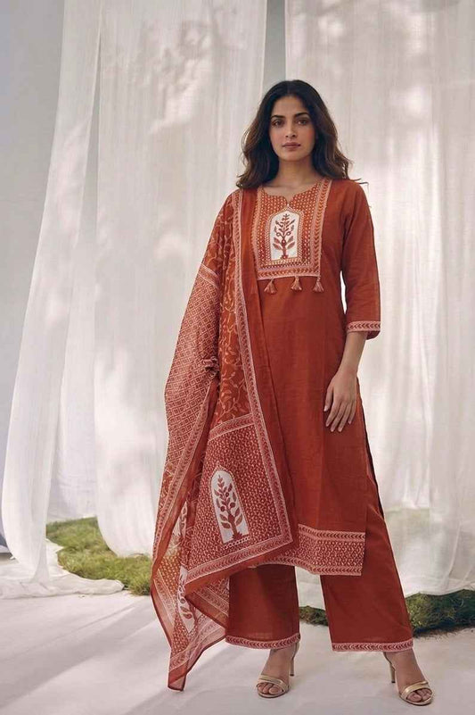 Pure Cotton Three Piece Dupatta Set