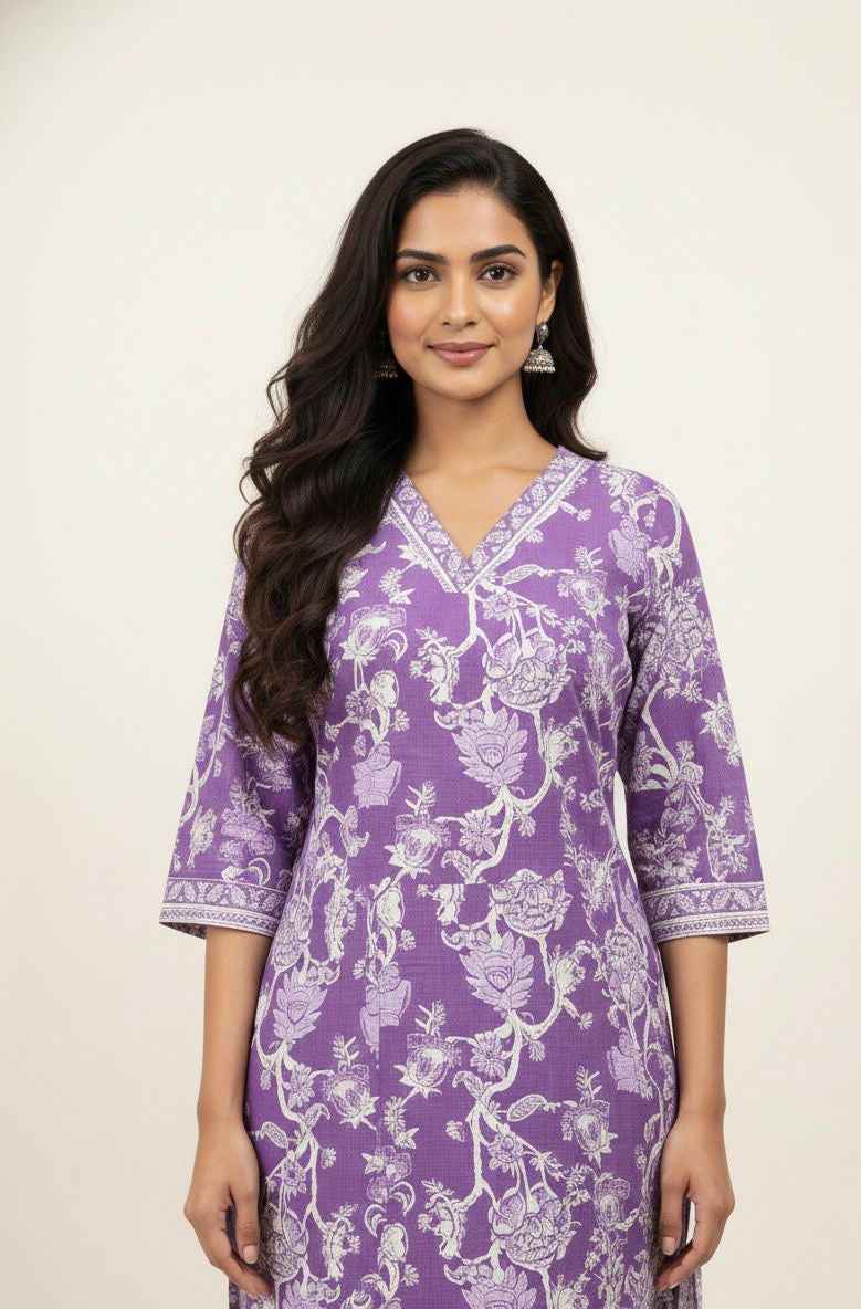 Pure cotton floral print Dupatta set