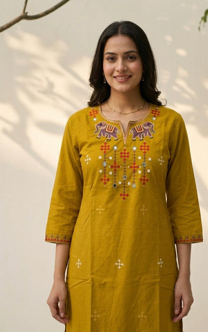 Premium Dabu Cotton Solid Base With Printed Dupatta Set COS327