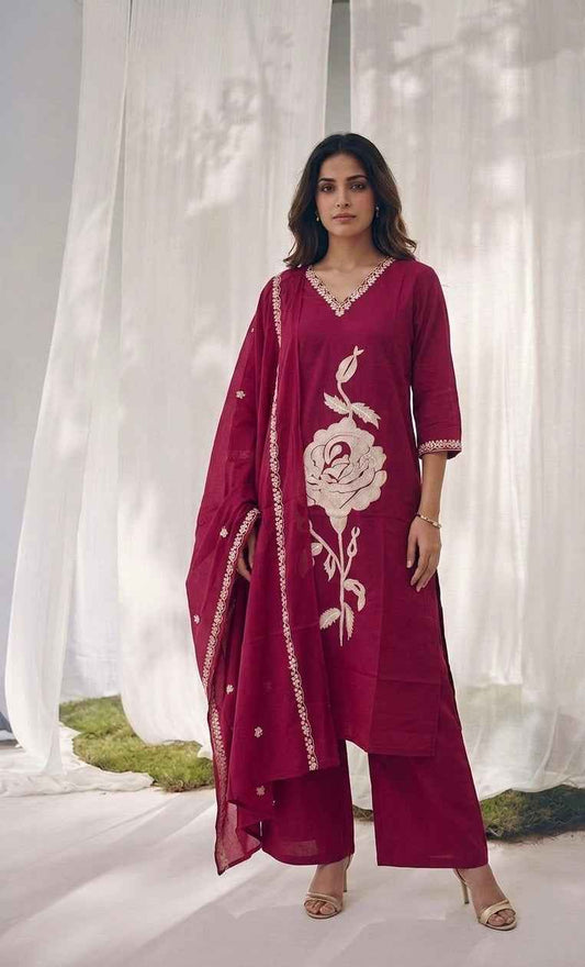 Pure Cotton Three Piece Dupatta Set