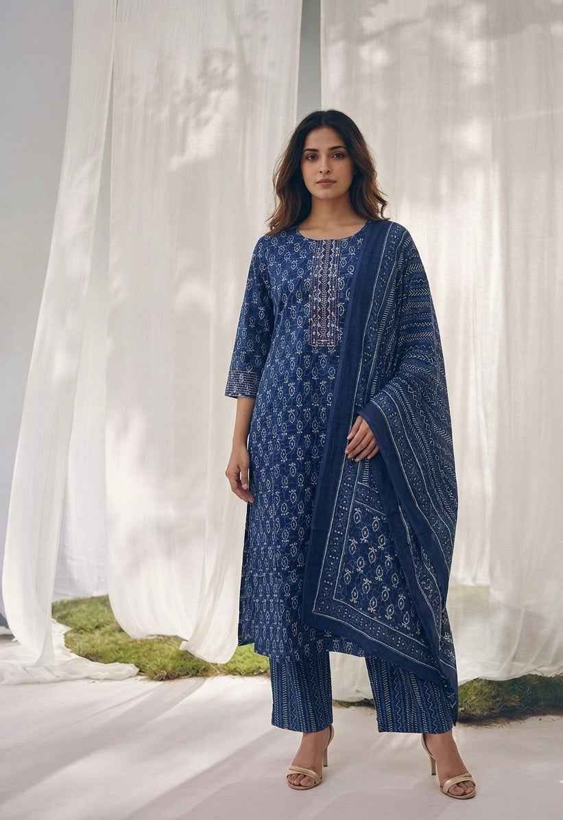 Pure cotton Three piece Dupatta Set