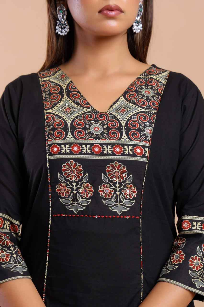 Premium cotton solid kurta with printed Dupatta set  CS0235
