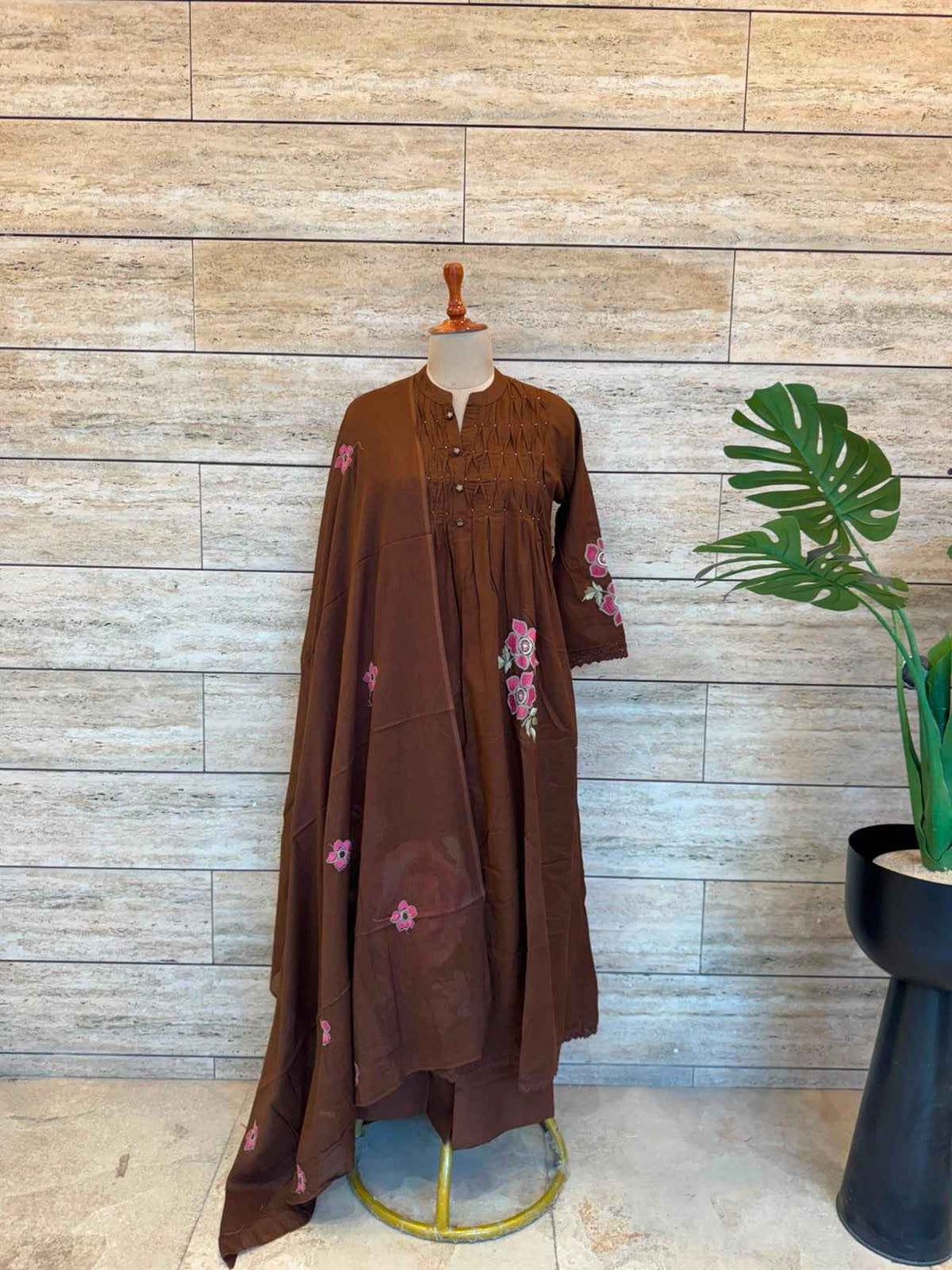 Premium Cotton Aline dupatta set with embroidery