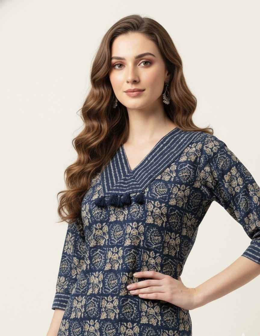 Pure Cotton Hand Block Print Two Piece Pant Set PS072