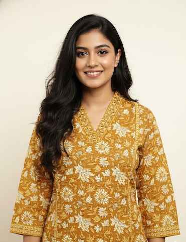 Pure Cotton  Floral Print Three Piece Dupatta Set  CS0203