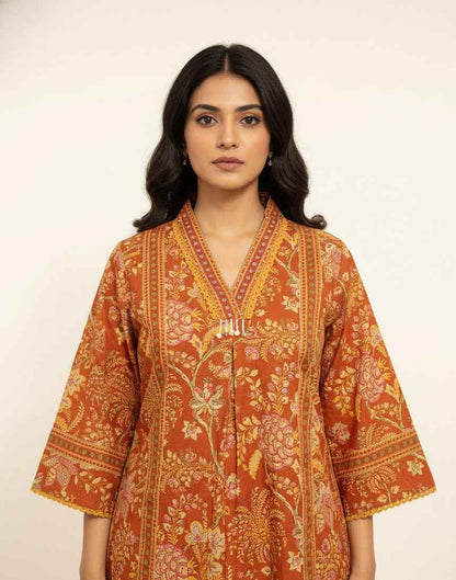 Pure Cotton A Line Anarkali Dupatta Set With Palazzo  CS0204