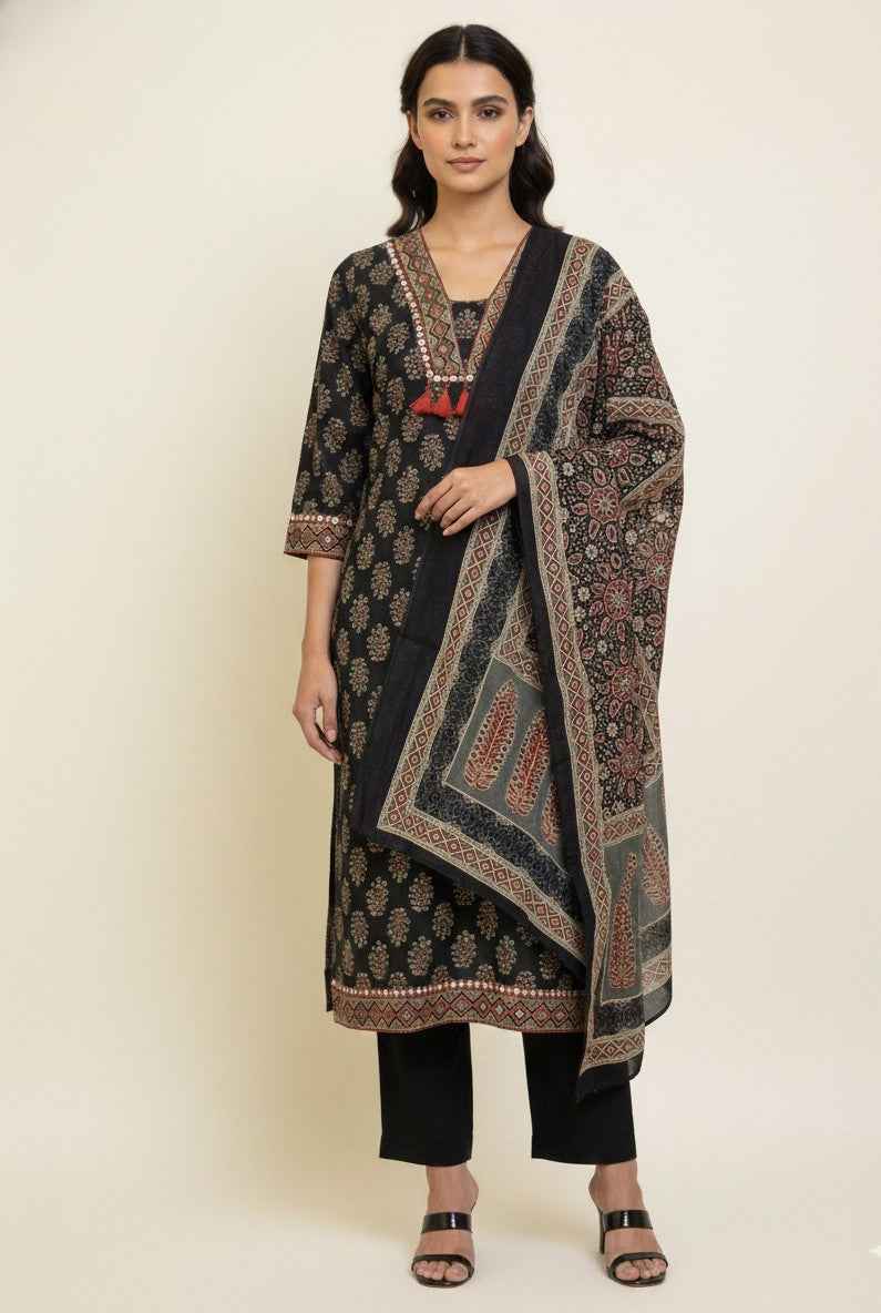 Pure Cotton Three Piece Dupatta Set