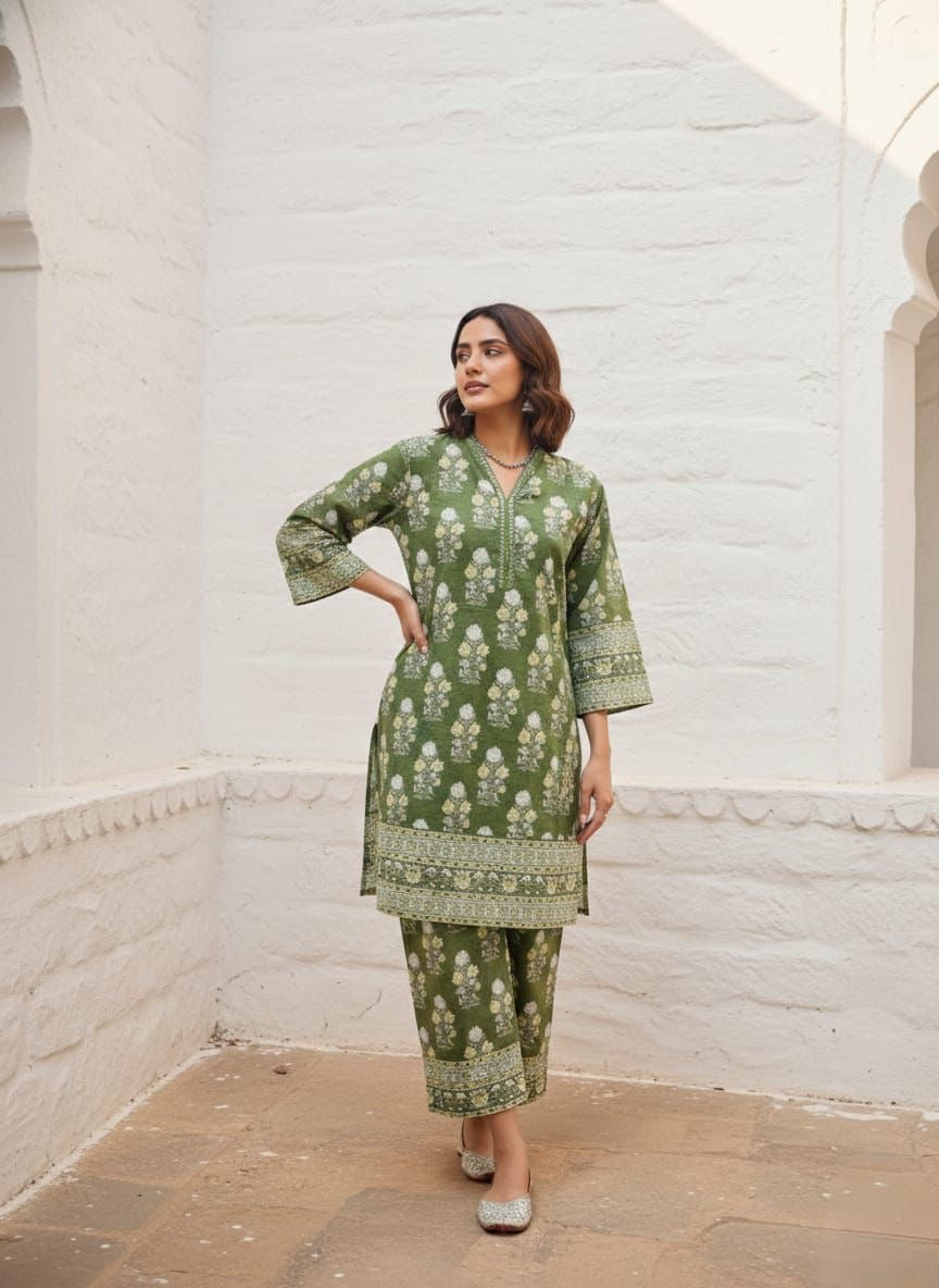 Premium cotton cord sets with embroidery