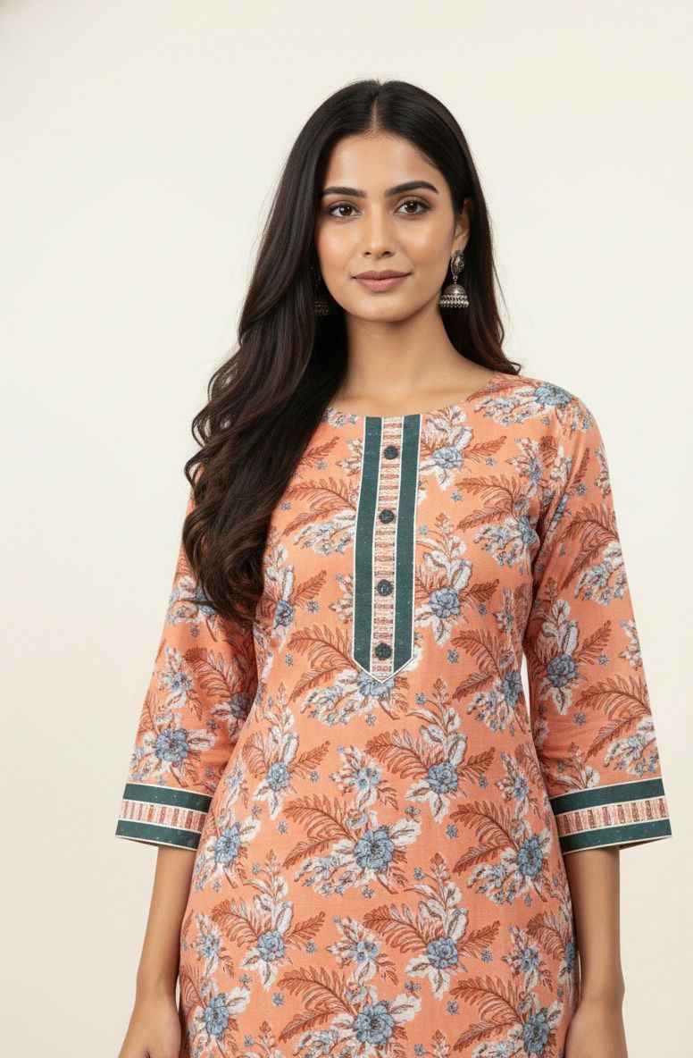 Pure cotton floral print Dupatta set