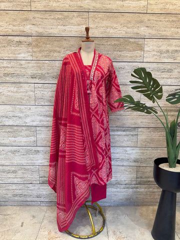 Pure Cotton Aline dupatta set with embroidery