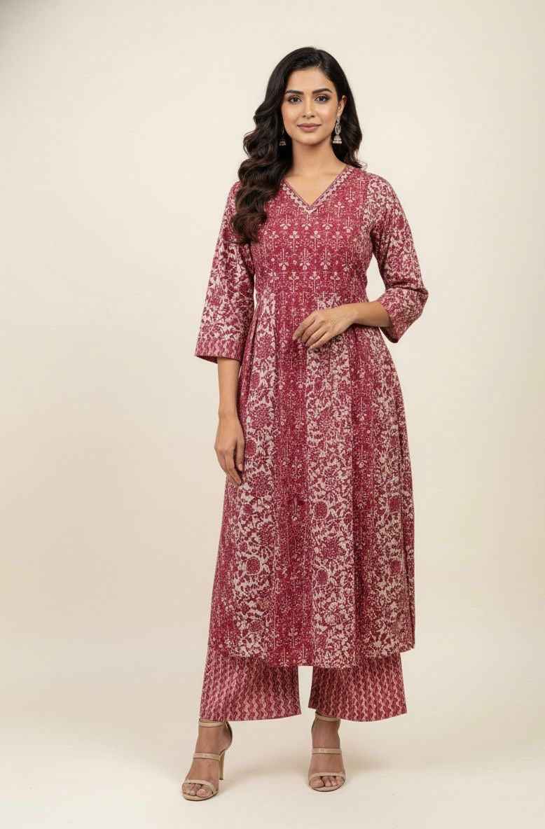 Pure cotton A-line Dupatta set