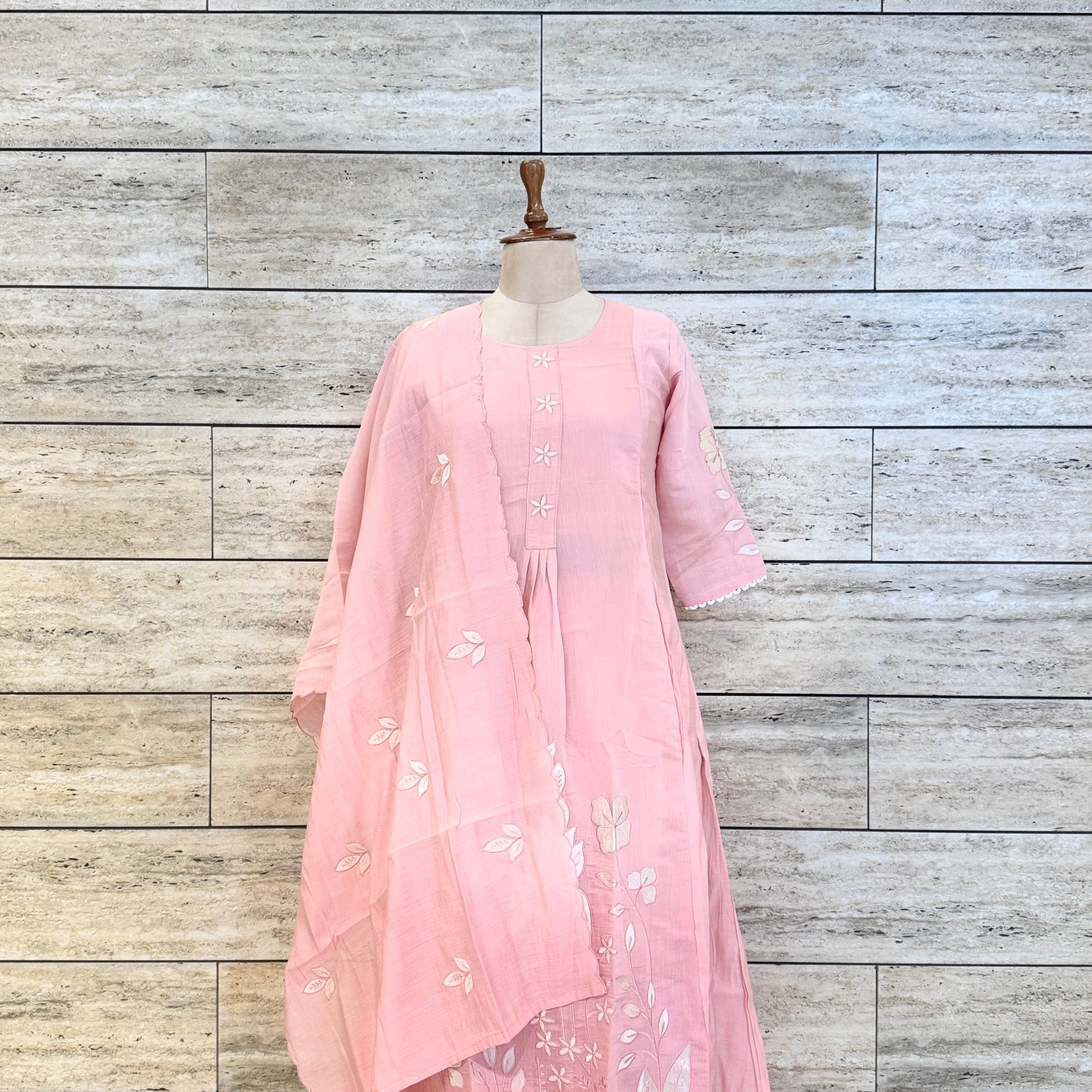 Mul Chanderi Festive Wear Appliqur Work Dupatta Set MLC016