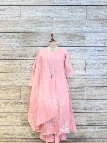 Mul Chanderi Festive Wear Appliqur Work Dupatta Set MLC016