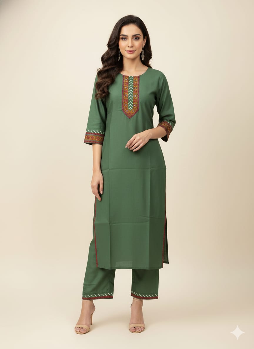 Festival Wear Pure Muslin Dupatta Set With Embroidery LC0132