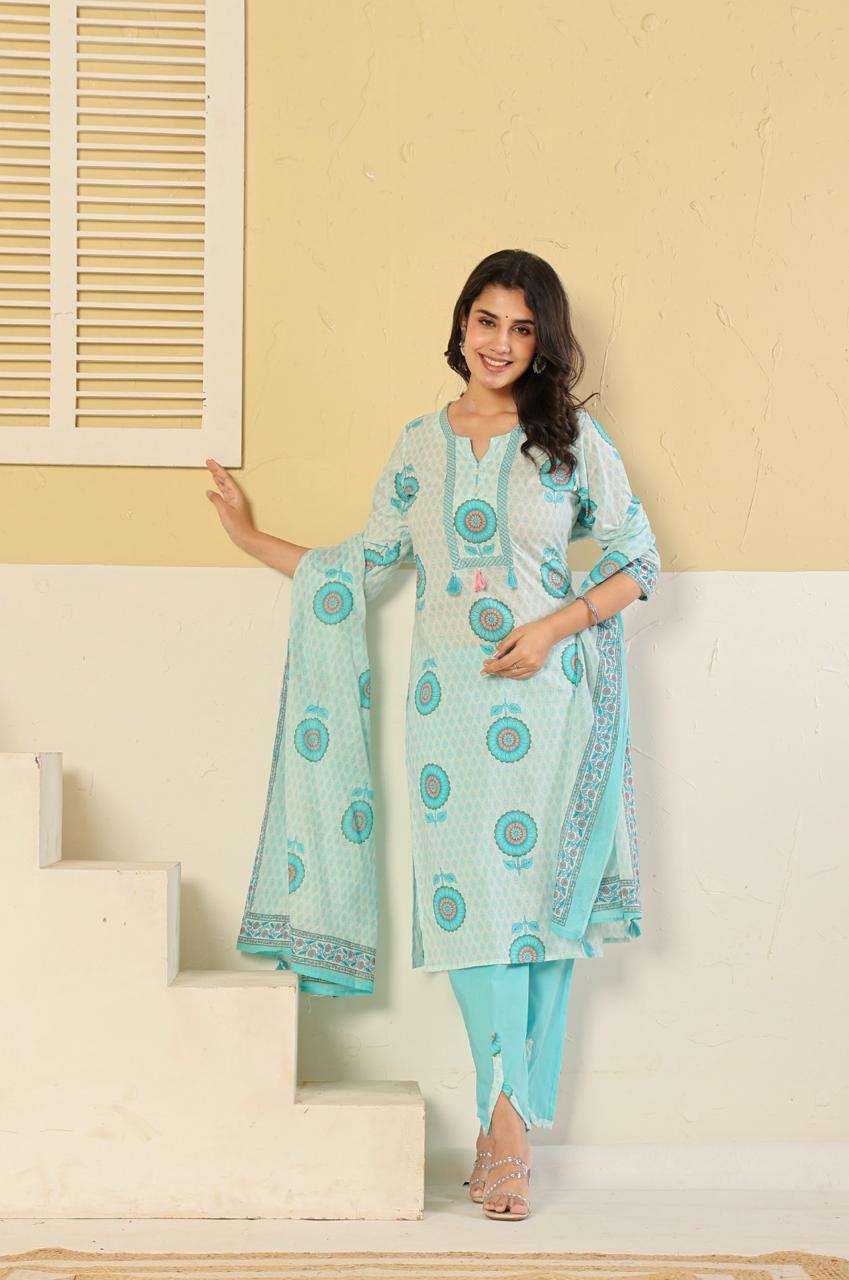 Premium cotton Floral Print Dupatta Set  CS0212