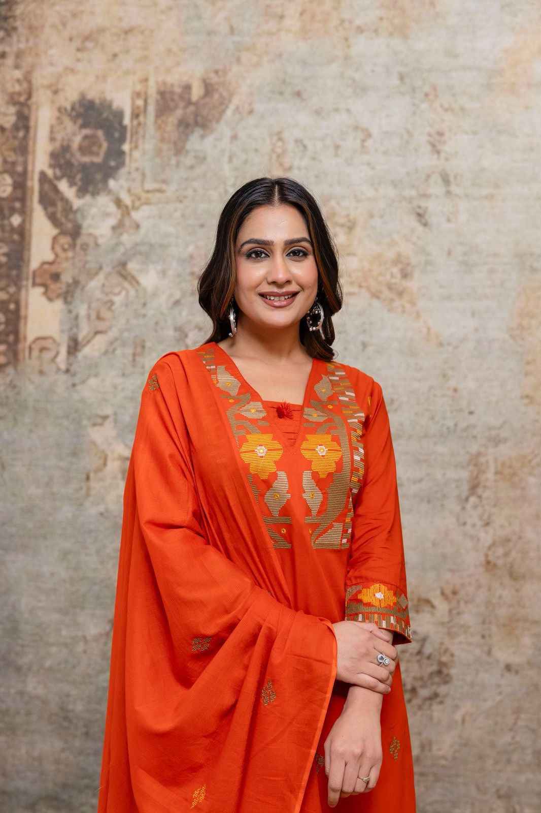 Premium cotton with embroidery Dupatta set  CS0234