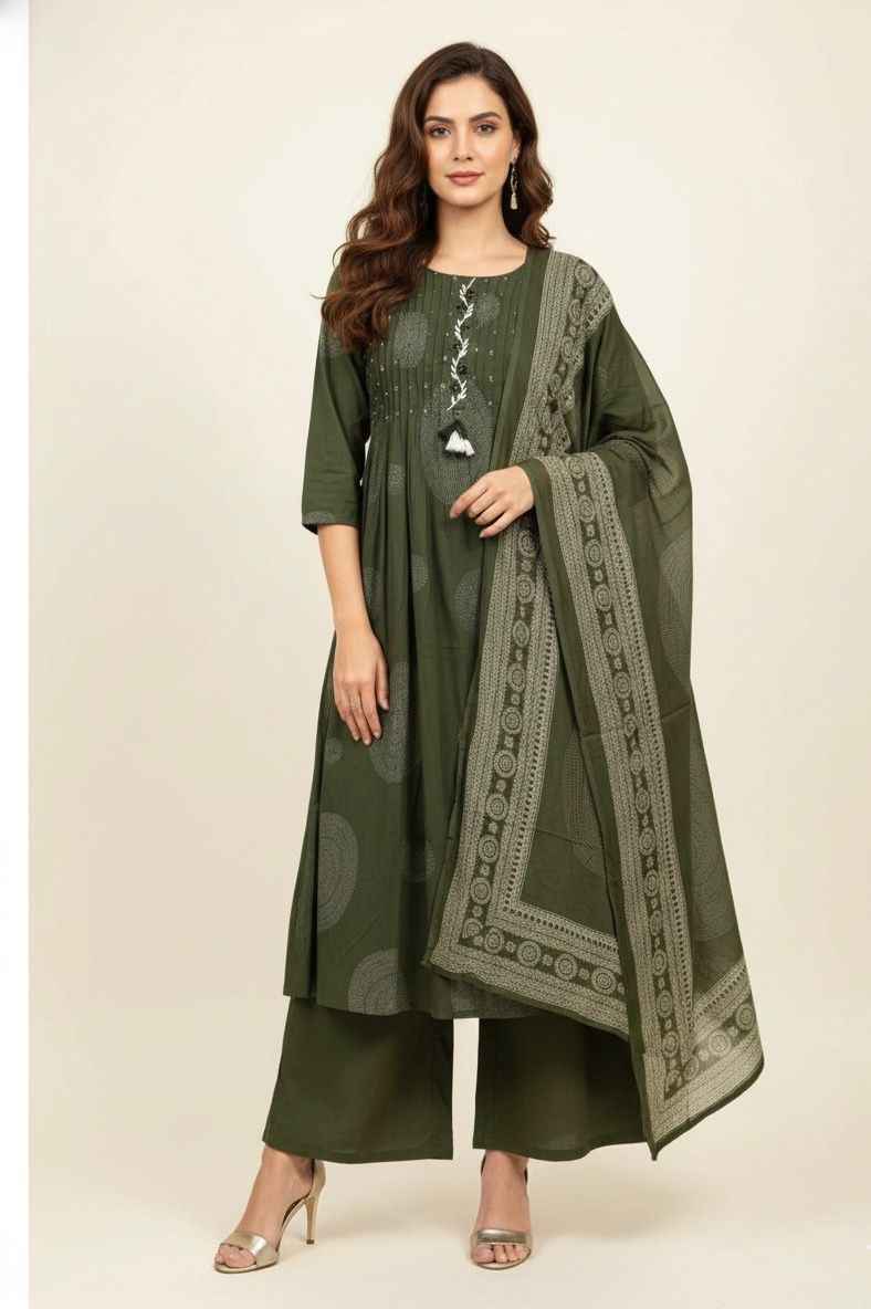 Premium cotton a-line Dupatta set CS0194