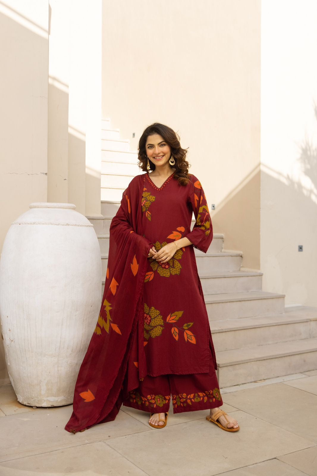 Premium cotton Dupatta set with plazoo