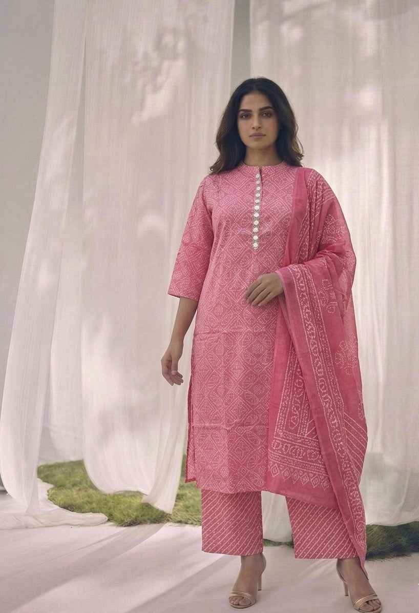 Pure Cotton Three Piece Dupatta Set