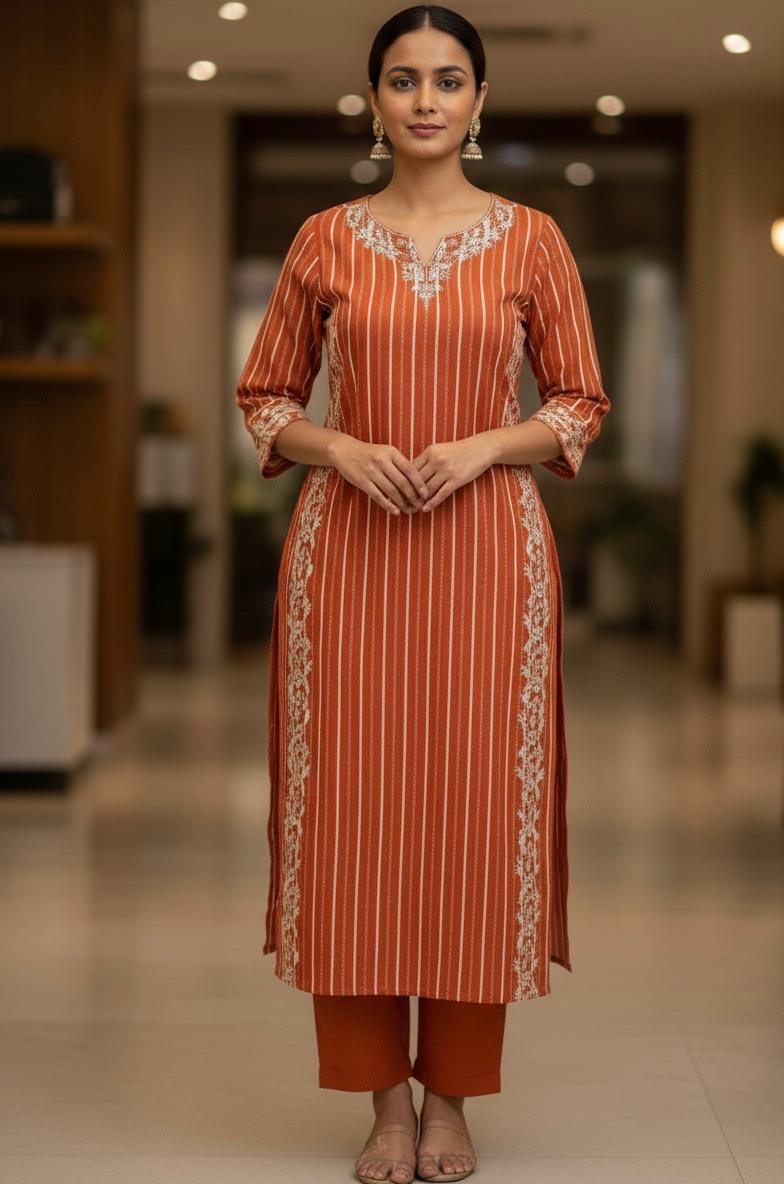 Pure Cotton Dupatta Set with Embroidery Work CS0121